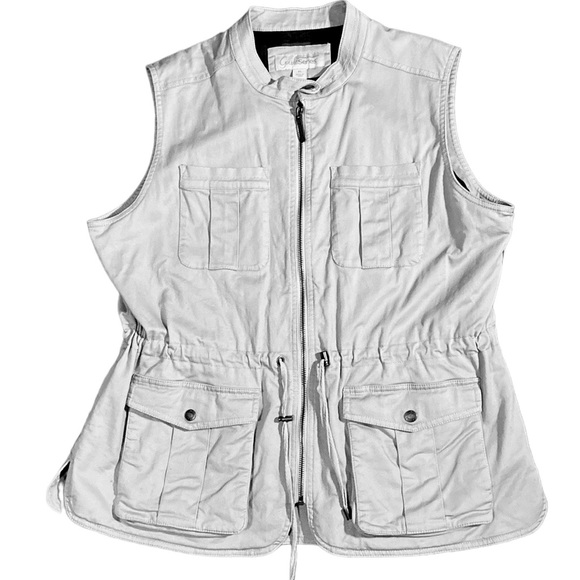 Gander Mountain Guide Series Drawstring Waist Canvas Vest Plaid Flannel Lining - Picture 1 of 7